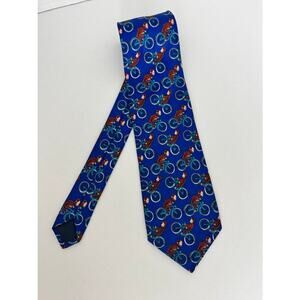 Curious George Tie Men’s Novelty Necktie Blue Bicycle Monkey Print 1990s Vintage